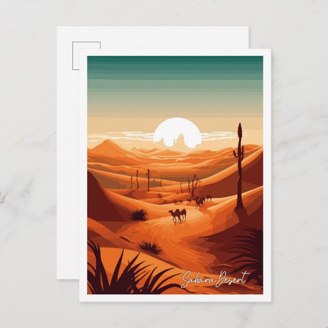 Sahara Desert Art vintage travel illustration Postcard (Front/Back)