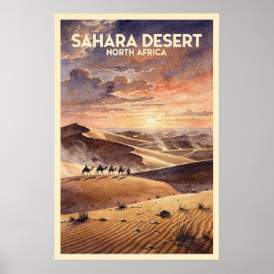 Sahara Desert Vintage Travel Poster