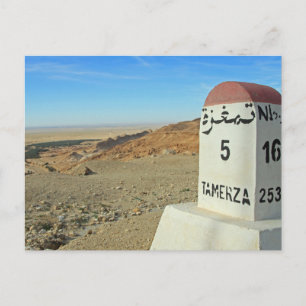 Sahara milestone, Tunisia Postcard