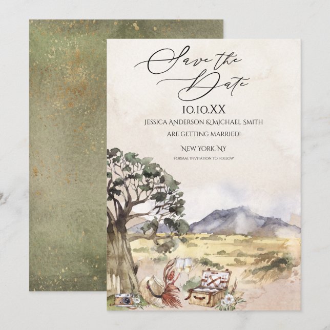 Sahara Savanna Picnic Save the Date Invitation (Front/Back)
