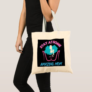 Sahm Stay At Home Mum Pink And Blue Design Tote Bag
