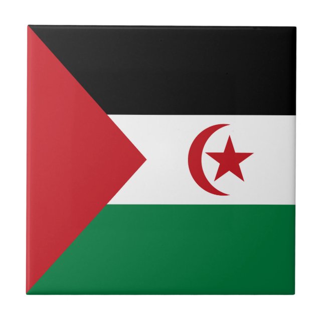 Sahrawi Arab Democratic Republic Flag Ceramic Tile (Front)