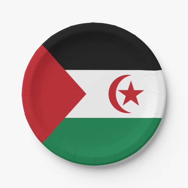 Sahrawi Arab Democratic Republic Flag Paper Plate (Front)
