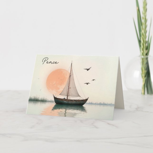 Saiboat Sunset With Seagulls Sympathy Card (Front)