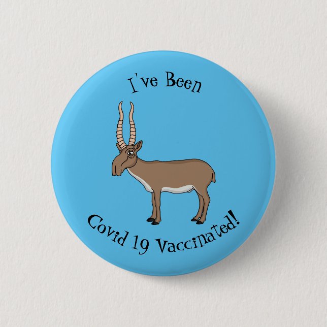 Saiga antelope cartoon illustration  6 cm round badge (Front)