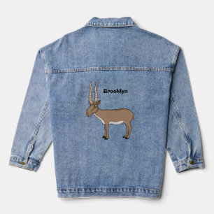 Saiga antelope cartoon illustration denim jacket