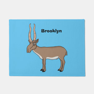 Saiga antelope cartoon illustration doormat