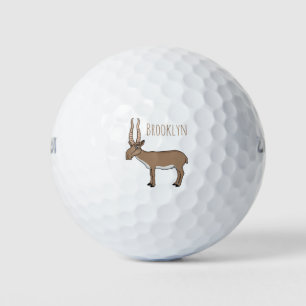 Saiga antelope cartoon illustration golf balls