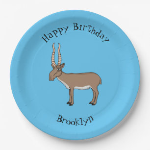 Saiga antelope cartoon illustration paper plate