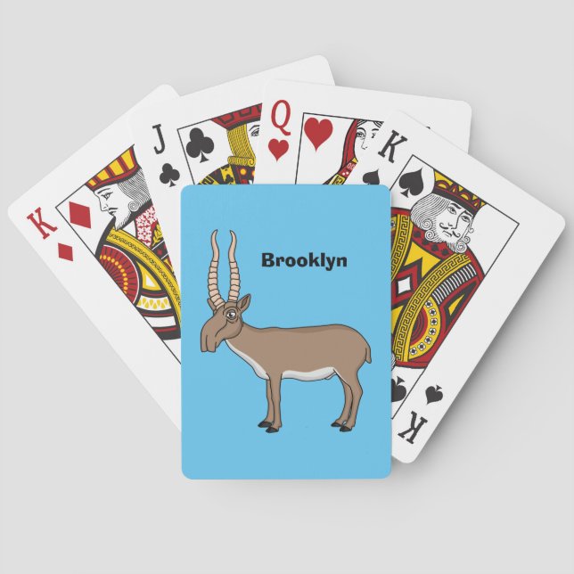 Saiga antelope cartoon illustration playing cards (Back)
