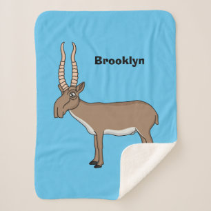 Saiga antelope cartoon illustration sherpa blanket