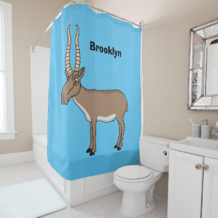 Saiga antelope cartoon illustration shower curtain