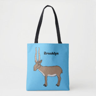 Saiga antelope cartoon illustration tote bag