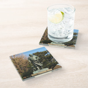 Saigo Takamori (The Last Samurai) & Dog Statue Glass Coaster