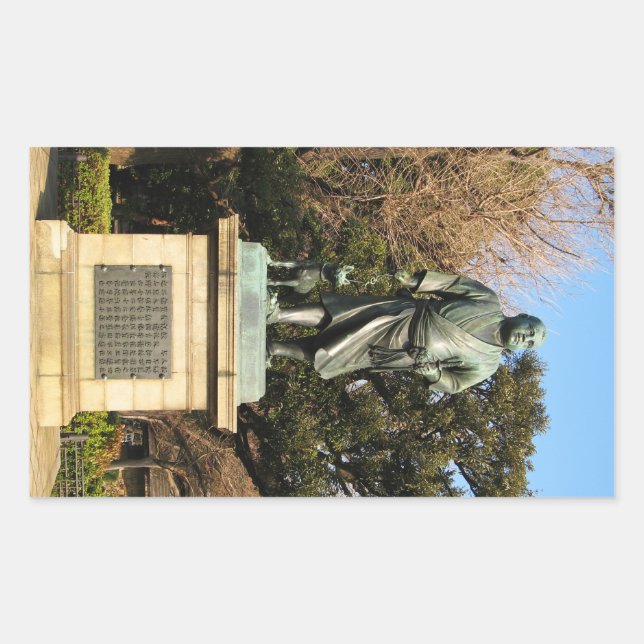 Saigo Takamori (The Last Samurai) & Dog Statue Rectangular Sticker (Front)