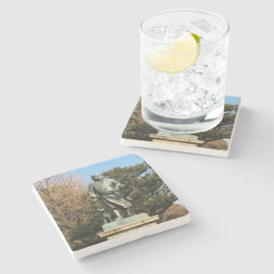Saigo Takamori (The Last Samurai) & Dog Statue Stone Coaster