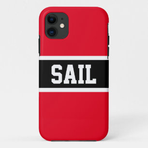 SAIL Athletic Sporty Bright Red Black White Stripe iPhone 11 Case