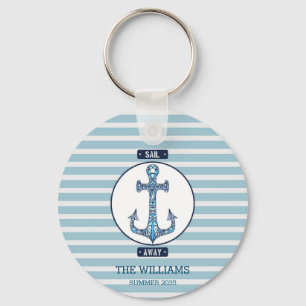 Sail Away Anchor – Personalised Nautical Keychain