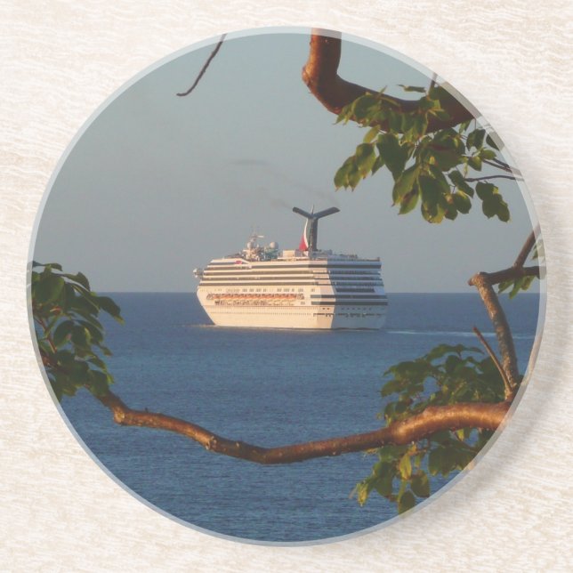 Sail Away at Sunset I Cruise Vacation Coaster (Front)