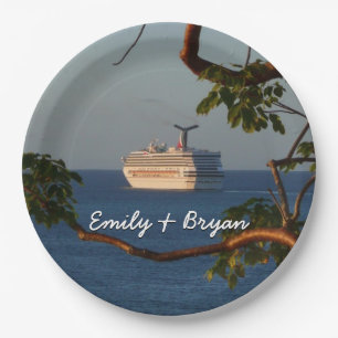 Sail Away at Sunset I Cruise Vacation Paper Plate