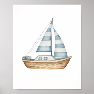 Sail Away Blue Poster