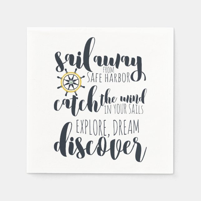 Sail away from safe harbour | nautical napkin (Front)