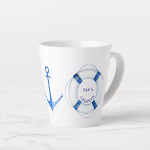 Sail Away Life Ring and Anchor Lifesaver Latte Mug