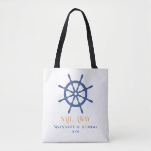 Sail Away Nautical Beach Bridesmaid Wedding Tote Bag