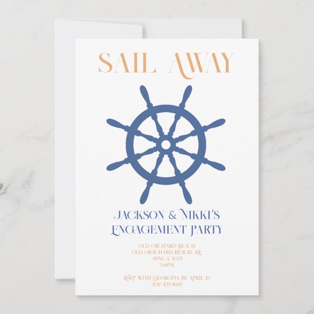 Sail Away Nautical Beach Engagement Invitation (Front)