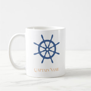 Sail Away Nautical Beach Personalised Ship Helm Coffee Mug