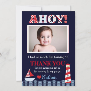 Sail Away Nautical Photo Thank You Note Card