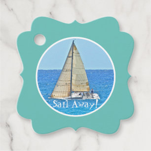 "Sail Away, Sail Away" Sailboat/Blue Ocean Favour Tags
