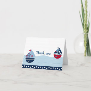 Sail Away Sailboat Nautical Thank You Note Cards