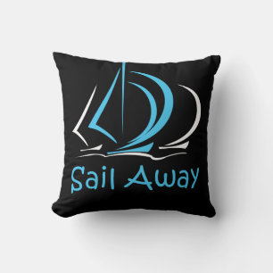 Sail Away Sailing Sailboat Boat Sand Ocean Gul Cushion