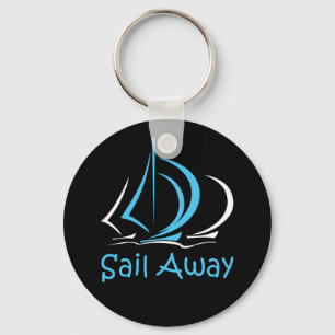 Sail Away Sailing Sailboat Boat Sand Ocean Gul Key Ring