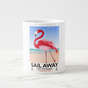 Sail away vintage travel poster large coffee mug