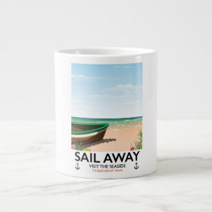 Sail away vintage travel poster large coffee mug