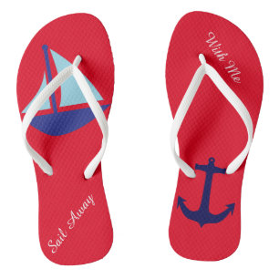 Sail Away with Me Nautical Flip Flops