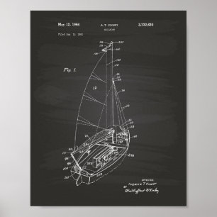 Sail Boat 1964 Patent Art Chalkboard Poster