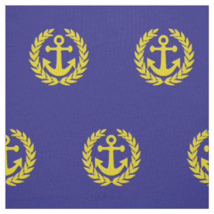 Sail boat anchor nautical themed fabric