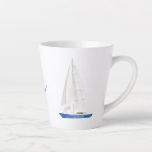 Sail Boat and Blue Anchor Nautical Latte Mug