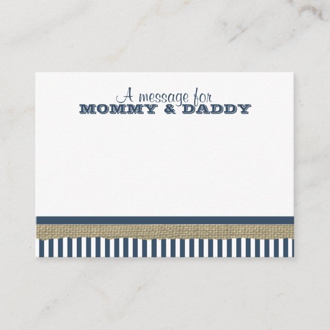 Sail Boat and Blue Stripes Baby Shower Message Enclosure Card (Front)