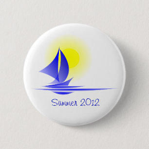 Sail boat and sun 6 cm round badge