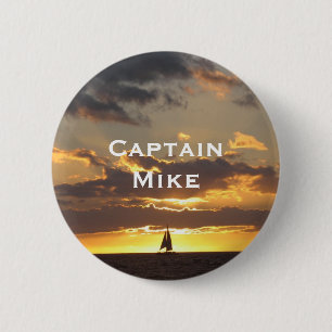 Sail boat at sunset 6 cm round badge