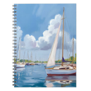 Sail Boat Bay   Coastal Watercolor Painting Notebook