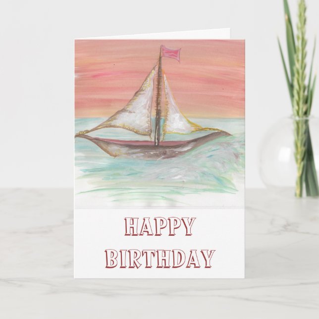 Sail Boat Birthday Card (Front)