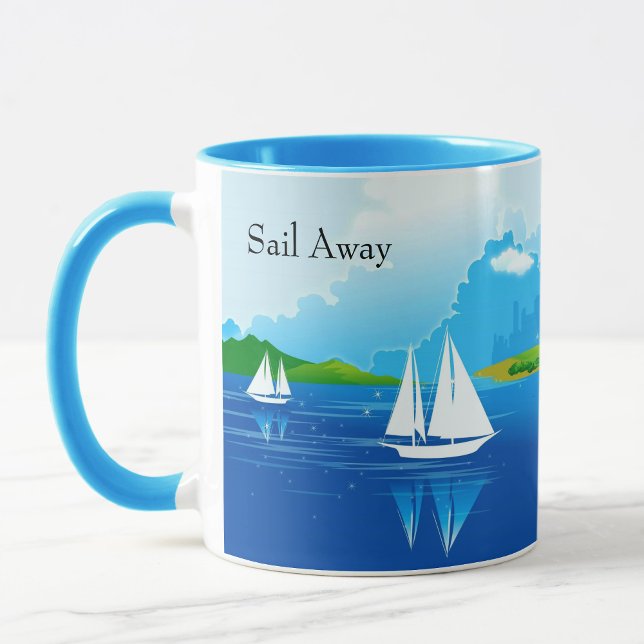 Sail Boat Blue Coffee Mug Tea Cup (Creator Uploaded)