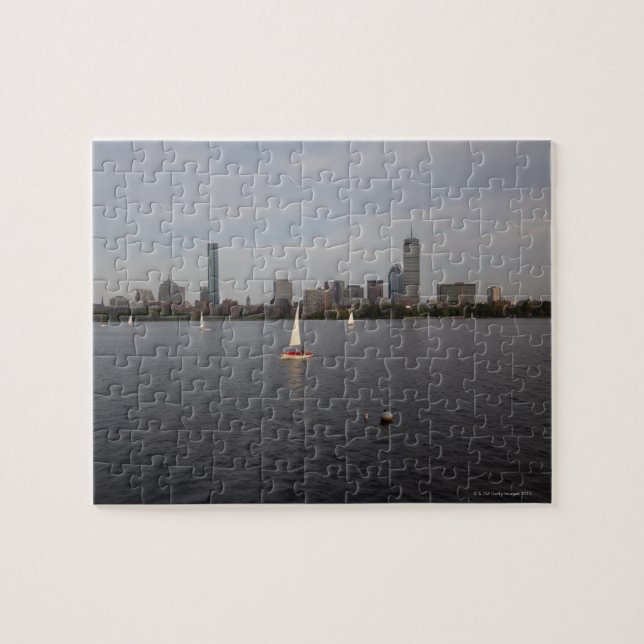 Sail Boat, Charles River, Boston, MA Jigsaw Puzzle (Horizontal)