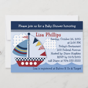 Sail Boat/Nautical/Boat #2 Baby Shower Invitation