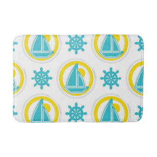 Sail Boat Nautical Pattern Bath Mat